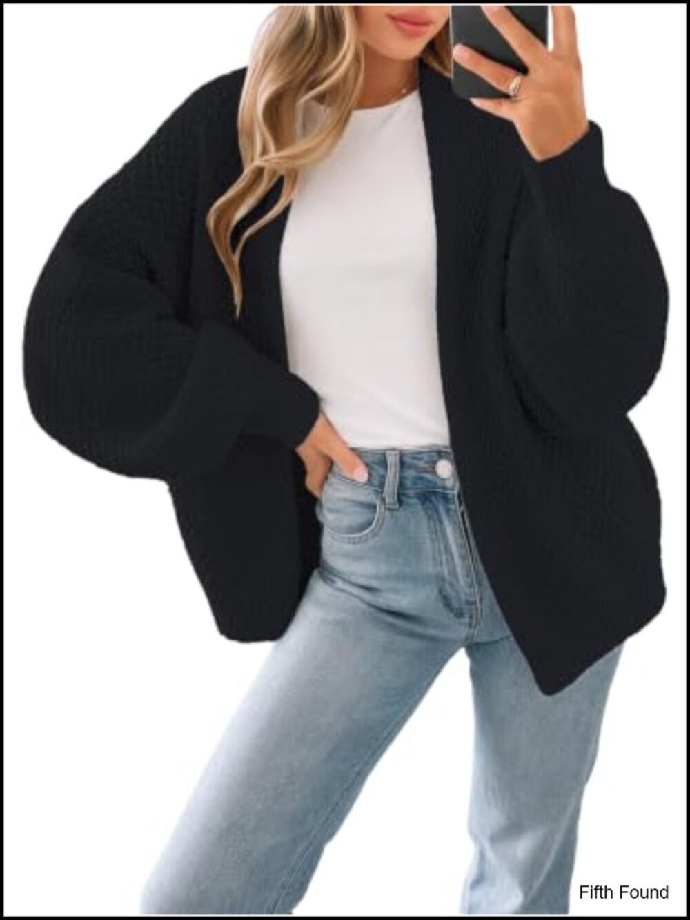 Oversized Chunky Waffle Knit Open Front Cardigan Sweater